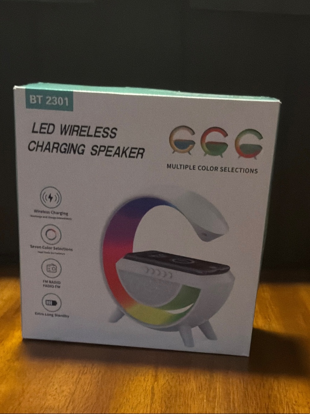 LED Wireless Charging Speaker - White with Multicolor Accent